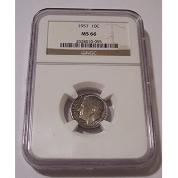 1957 Roosevelt Dime MS66 NGC Toned - Picture 1 of 2